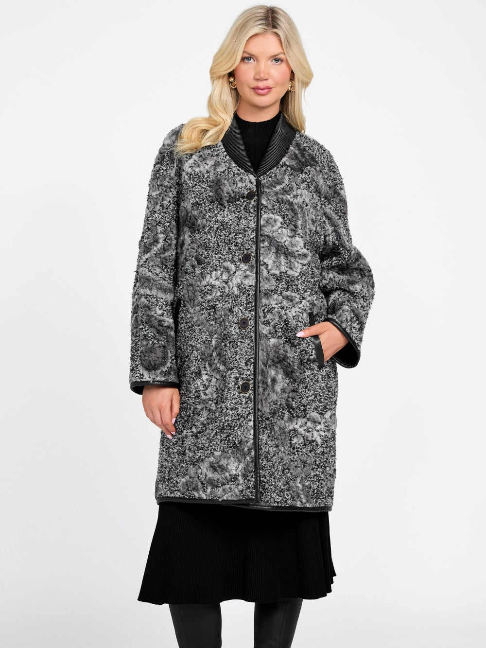 Marciano jacquard wool-blend coat - Guess