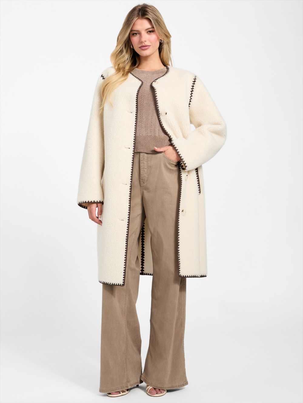 Mia Sherpa Midi Coat - Guess
