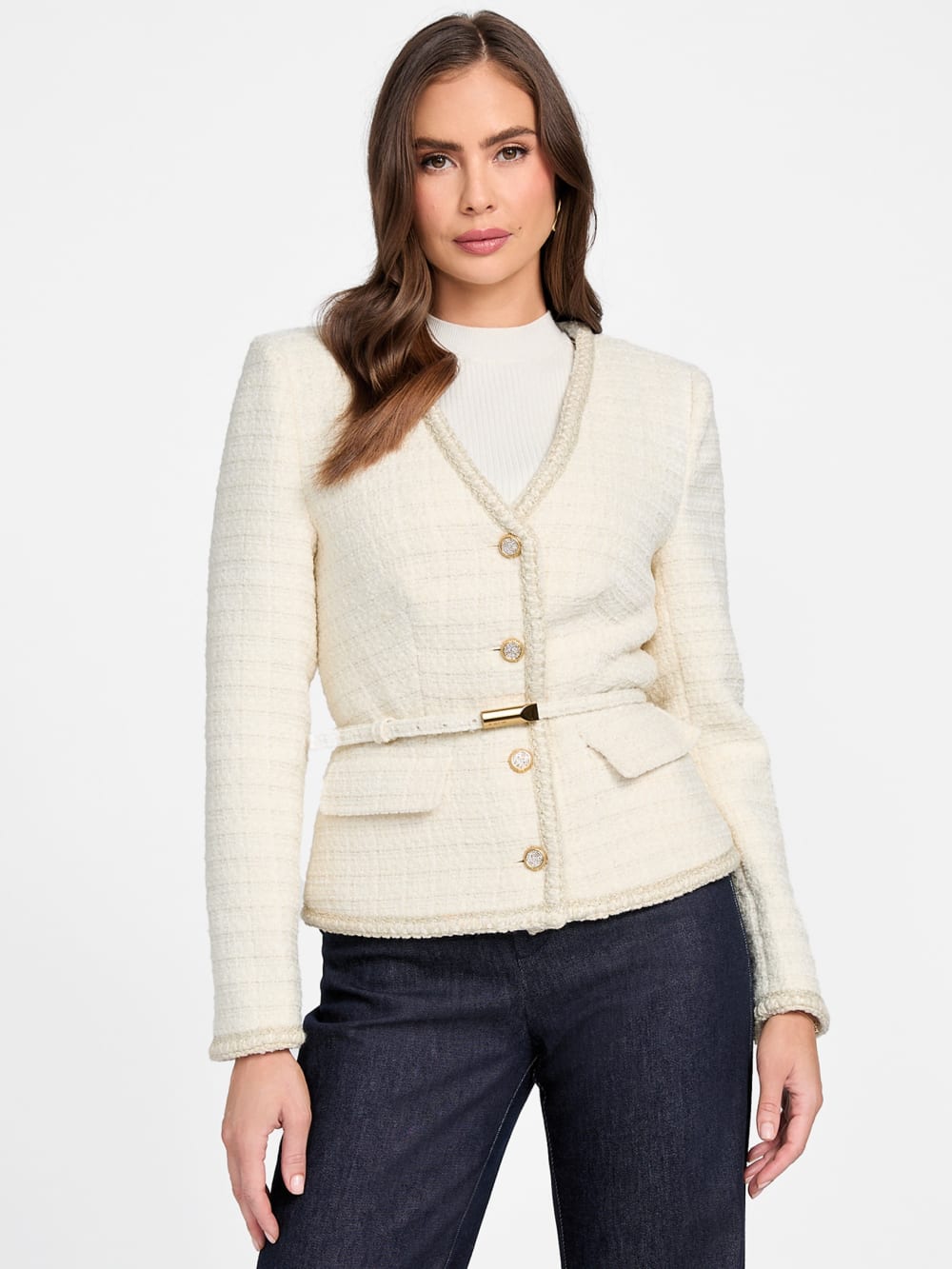 Eco Sue Belted Bouclé Blazer - Guess