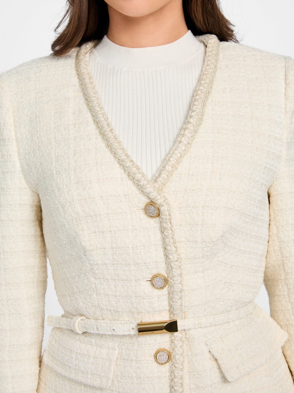 Eco Sue Belted Bouclé Blazer - Guess