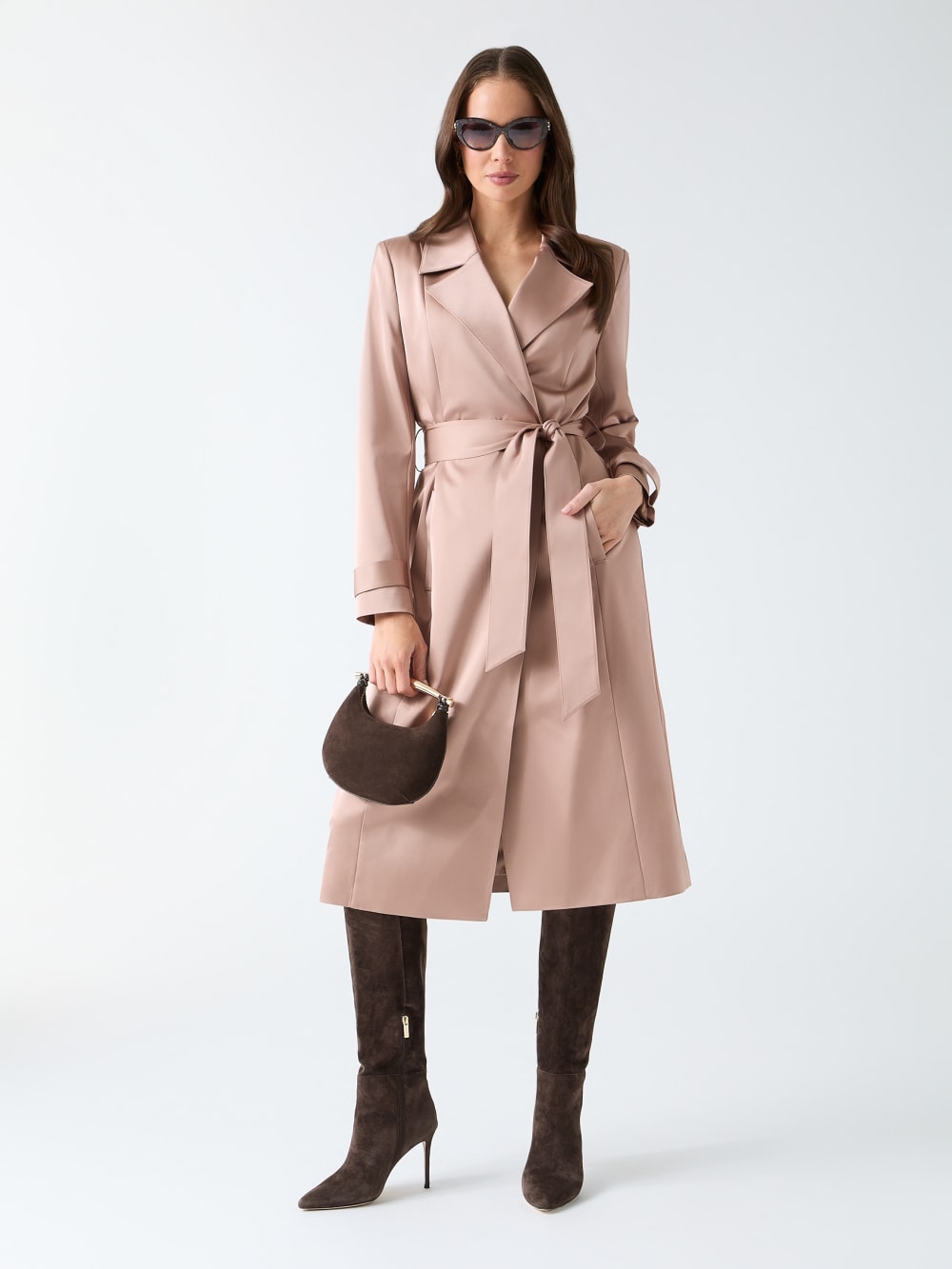 Eleonor Satin Wrap Trench - Guess
