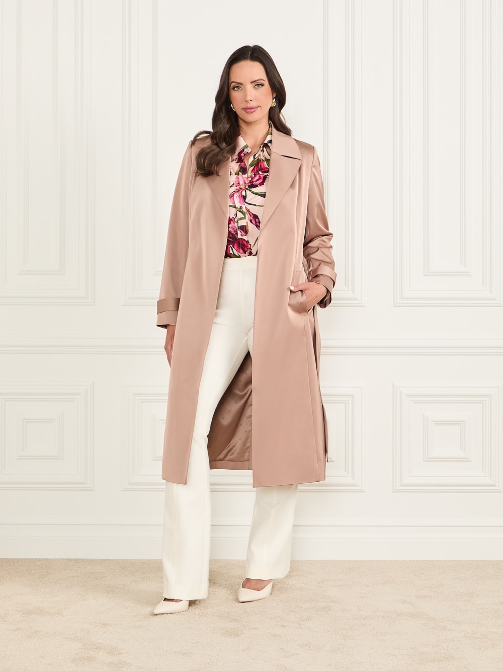 Eleonor Satin Wrap Trench - Guess