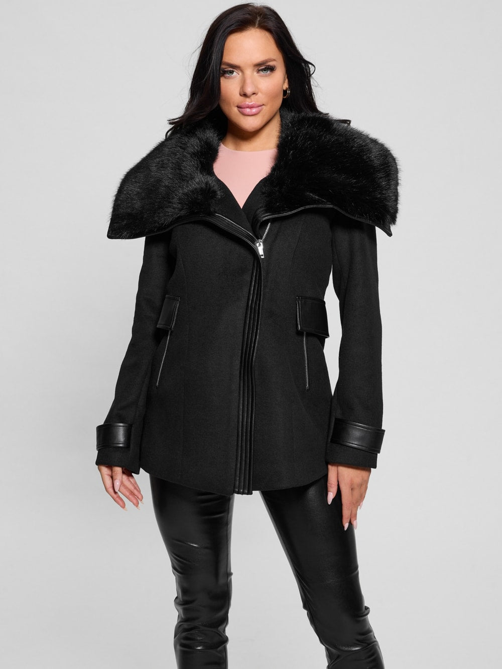 Lilia Faux-Fur Collar Coat - Guess