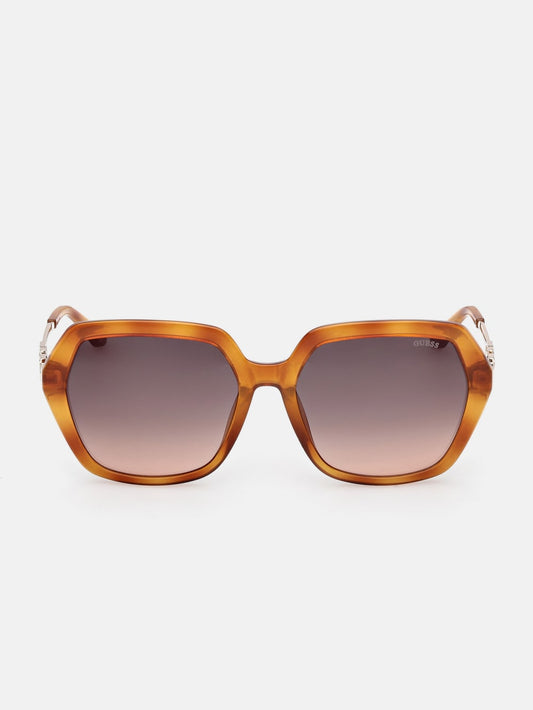 Square-Geometric Plastic Sunglasses - Guess