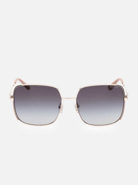 Oversized Square Metal Sunglasses - Guess