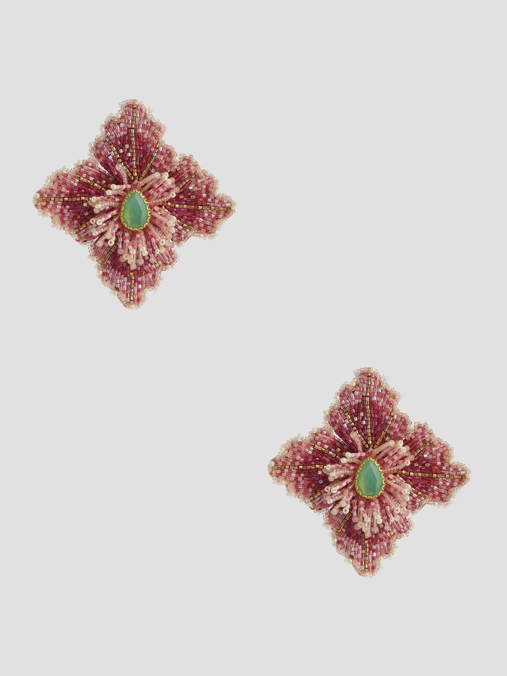 Pink Beaded Hibiscus Stud Earrings - Guess