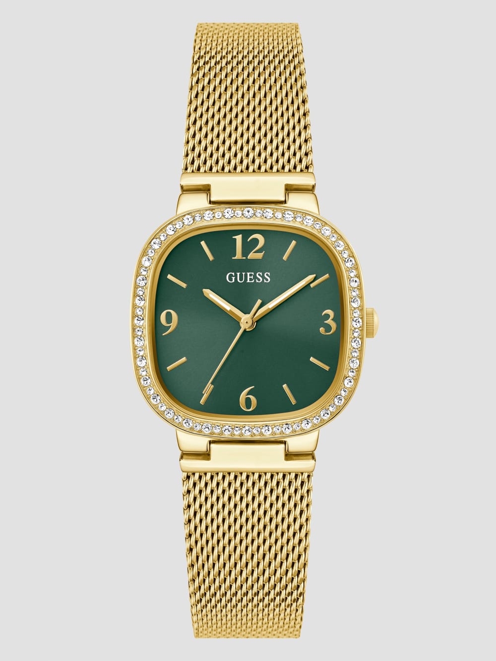 Gold-Tone and Green Mesh Analog Watch - Guess
