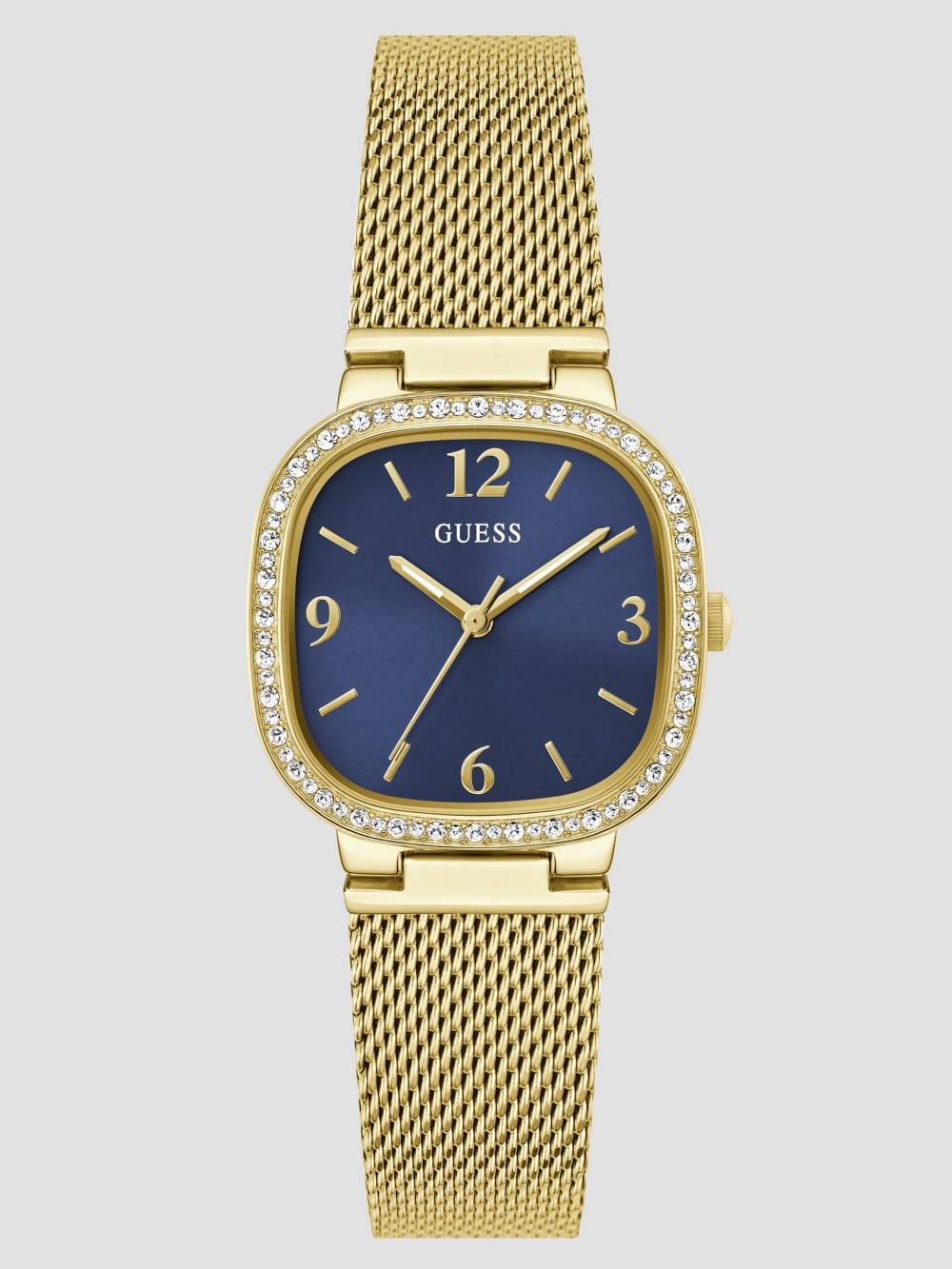 Gold-Tone Rounded Crystal Analog Watch - Guess
