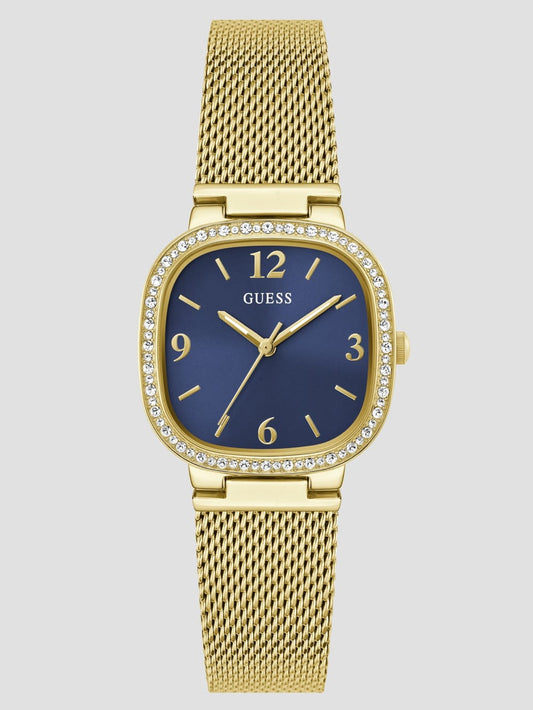 Gold-Tone Rounded Crystal Analog Watch - Guess
