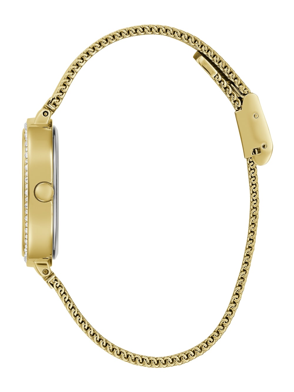 Gold-Tone Rounded Crystal Analog Watch - Guess