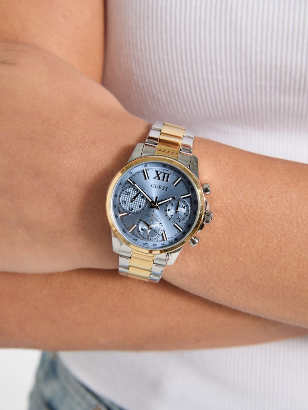 Two-Tone and Blue Chronograph Watch - Guess