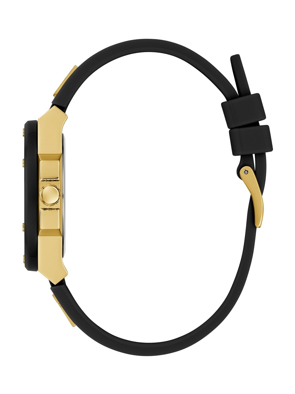 Gold-Tone and Black Silicone Analog Watch - Guess