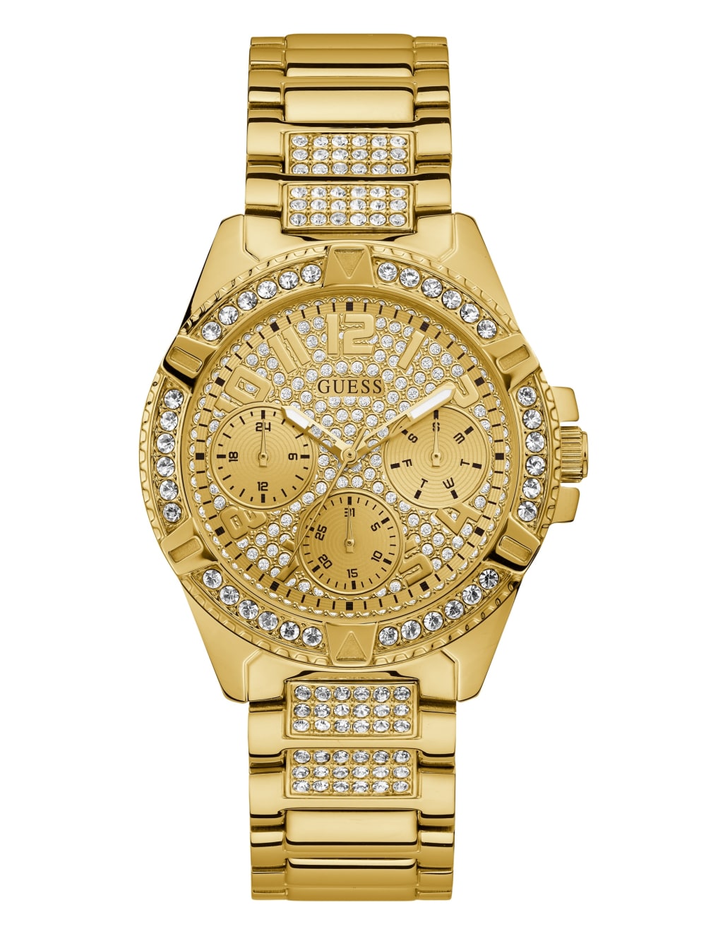 Rhinestone Gold-Tone Multifunction Watch - Guess