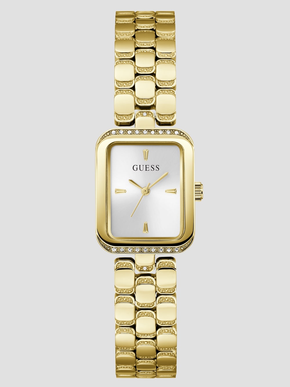Gold-Tone Textured Square Analog Watch - Guess