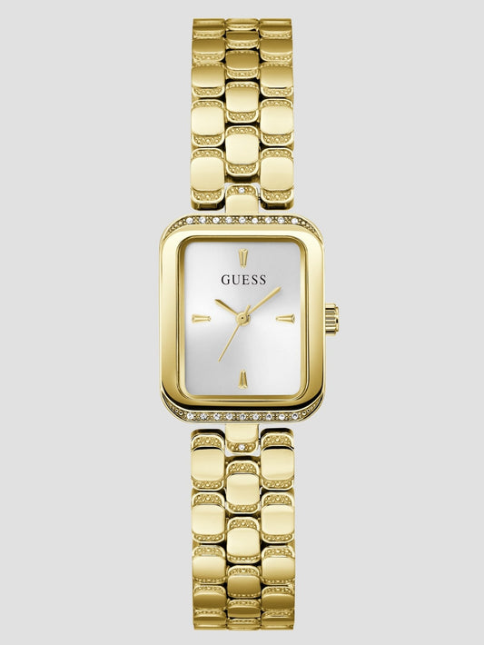 Gold-Tone Textured Square Analog Watch - Guess