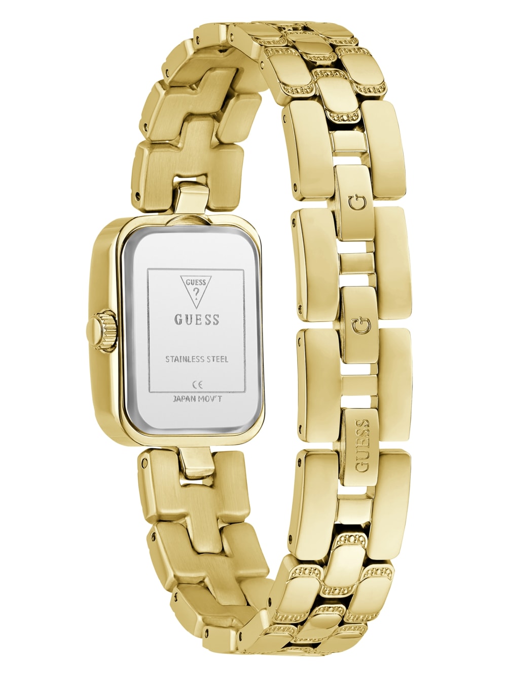 Gold-Tone Textured Square Analog Watch - Guess