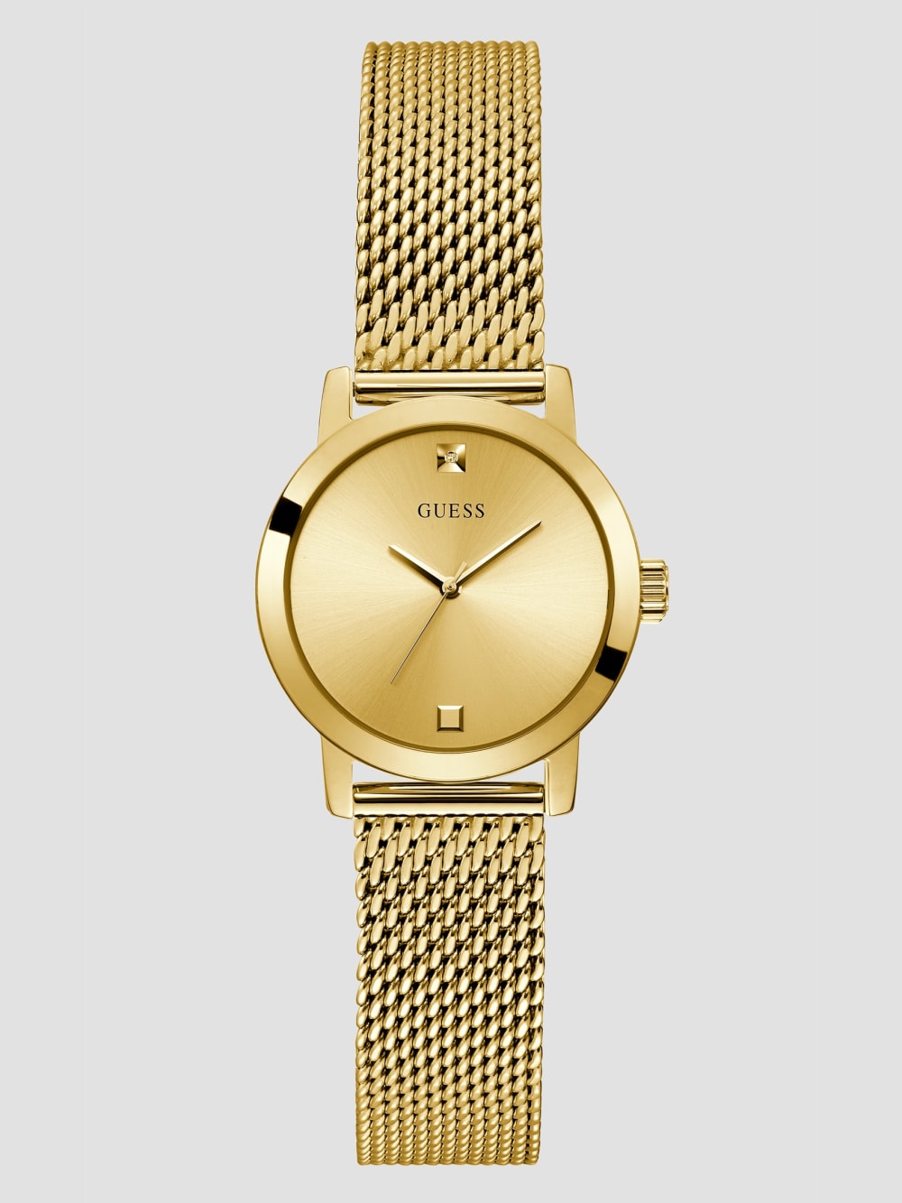 Gold-Tone Mesh Diamond Analog Watch - Guess