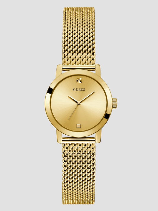 Gold-Tone Mesh Diamond Analog Watch - Guess