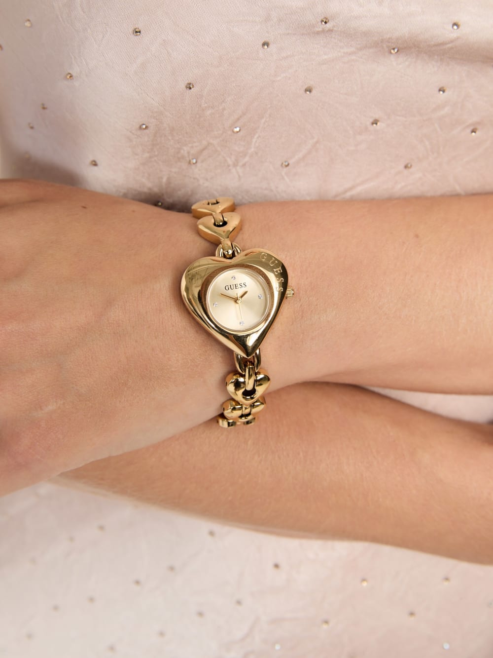 Gold-Tone Heart Analog Watch - Guess