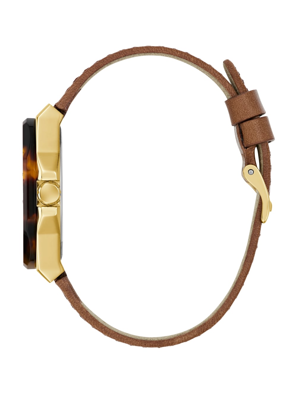 Multi-Tone and Brown Leather Multifunctional Watch - Guess