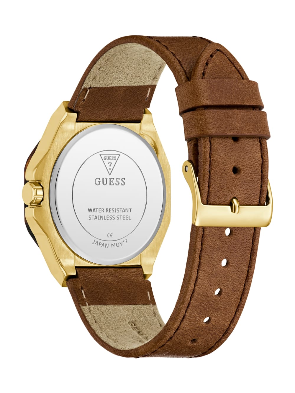 Multi-Tone and Brown Leather Multifunctional Watch - Guess