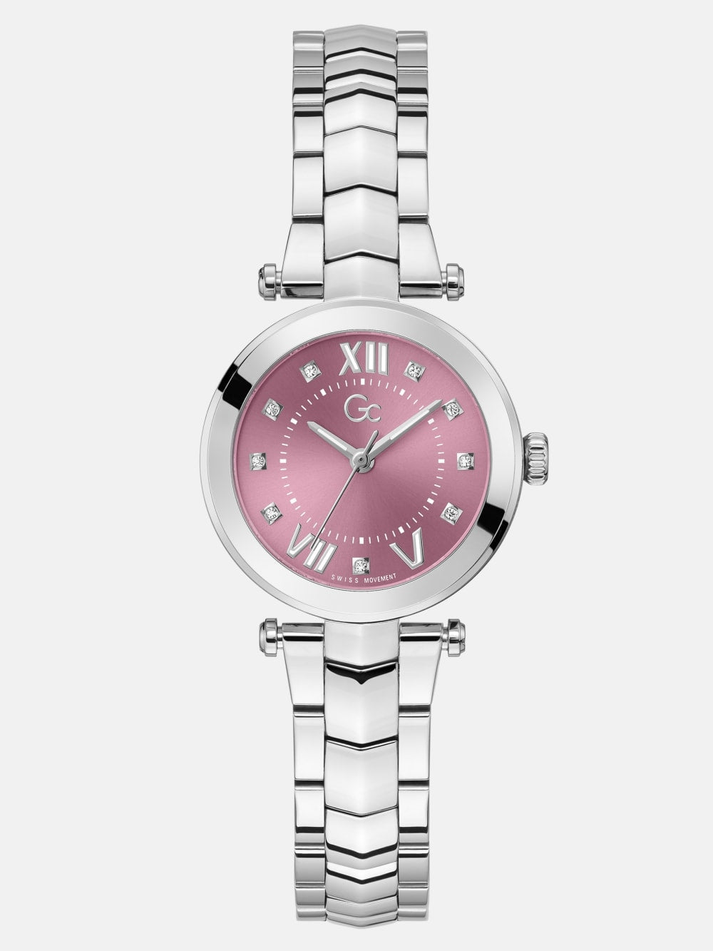 Gc Silver-Tone and Pink Analog Watch - Guess