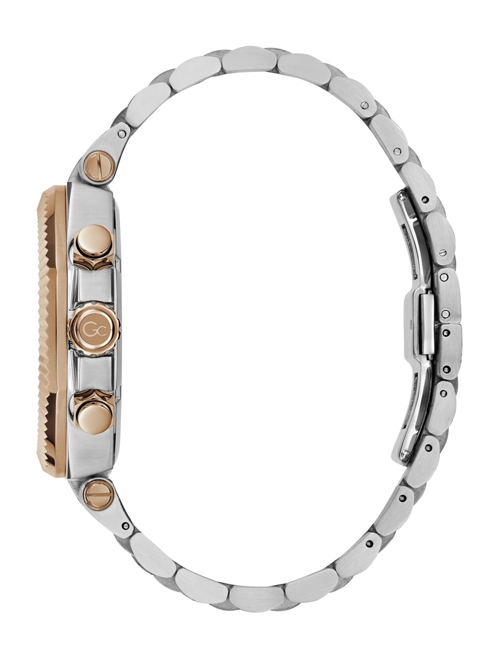 Gc Silver and Rose Gold-Tone Chronograph Watch - Guess
