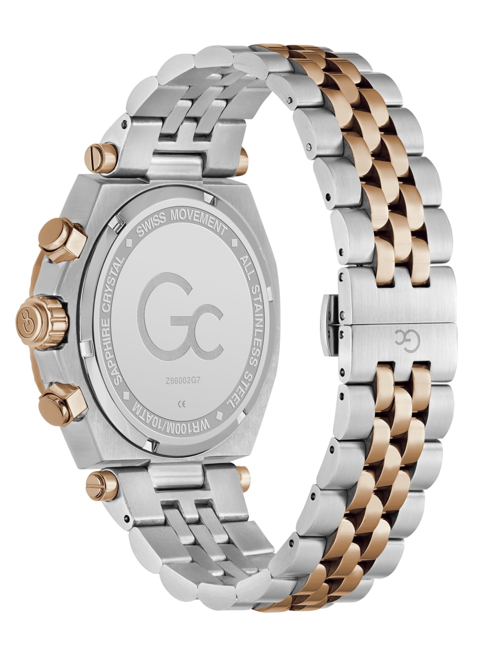 Gc Silver and Rose Gold-Tone Chronograph Watch - Guess
