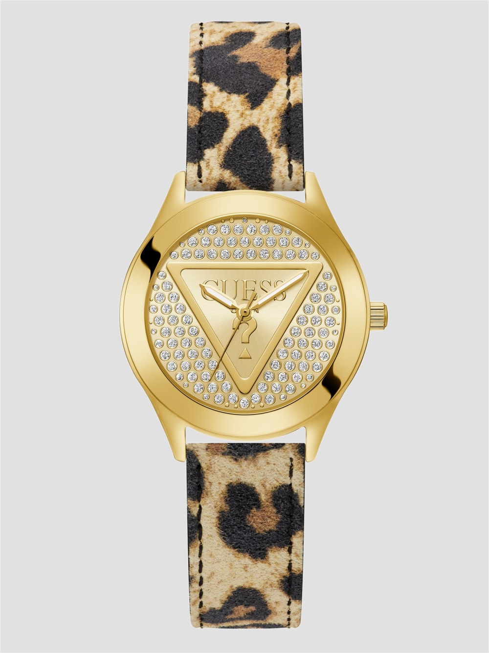 Leopard and Gold-Tone Analog Logo Watch - Guess
