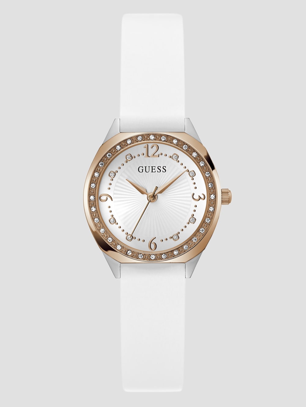 Rose Gold-Tone and White Analog Watch - Guess