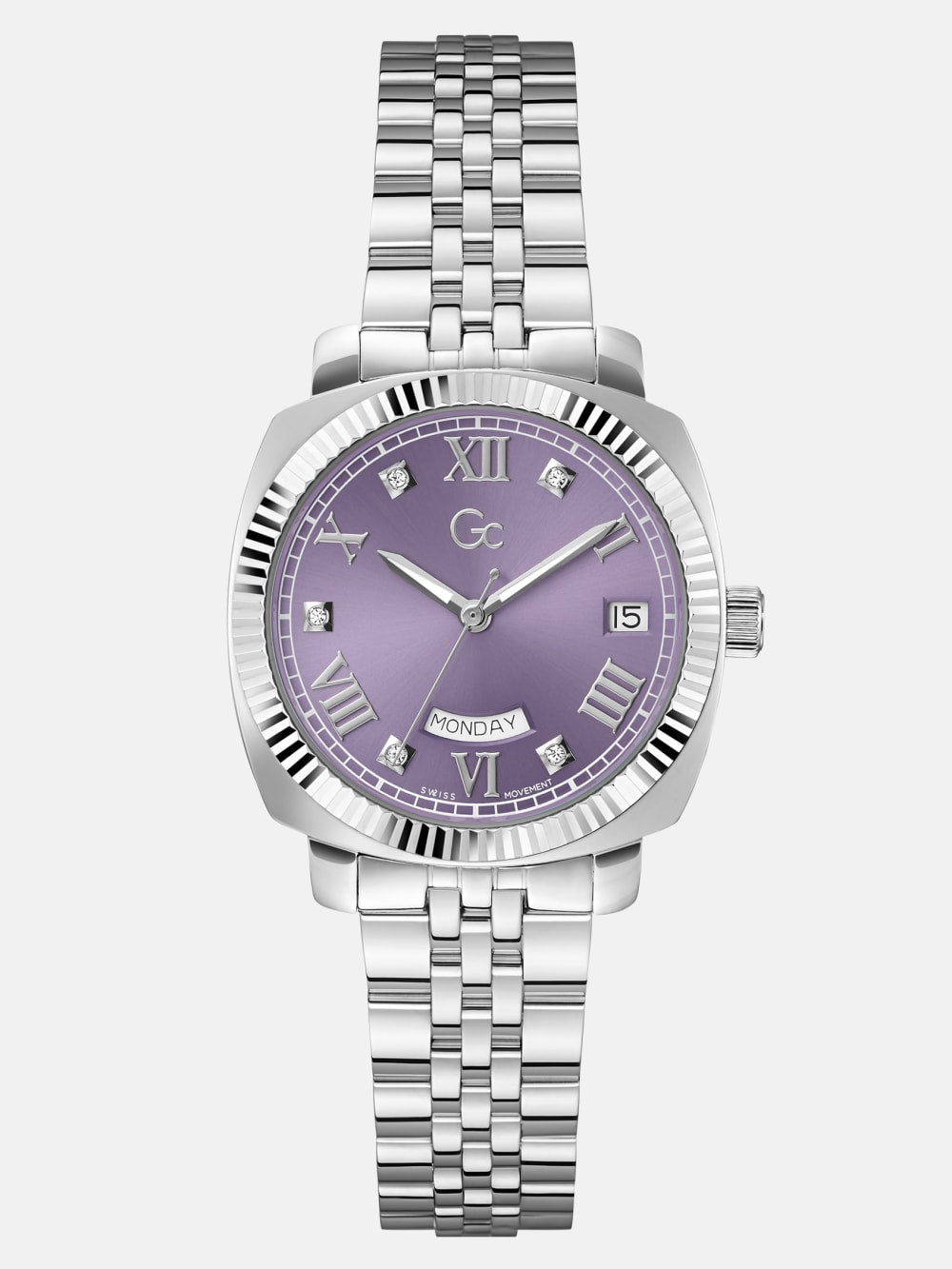 Gc Silver-Tone and Purple Multifunctional Watch - Guess