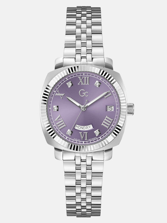 Gc Silver-Tone and Purple Multifunctional Watch - Guess
