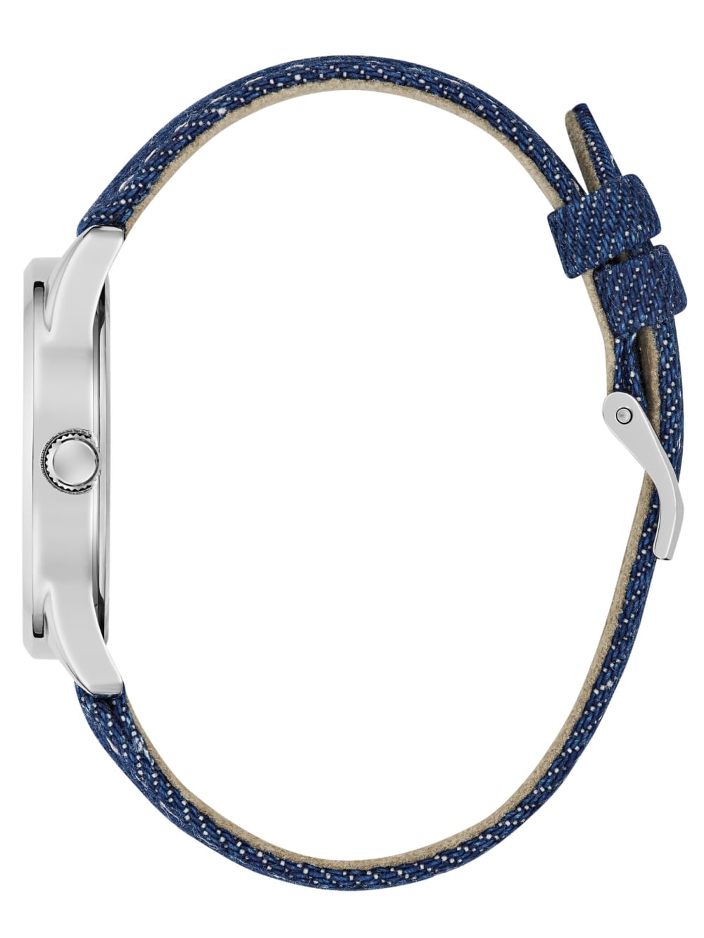 Silver-Tone and Denim Quattro G Analog Watch - Guess