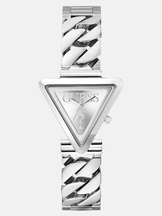 Silver-Tone Triangle Analog Watch - Guess