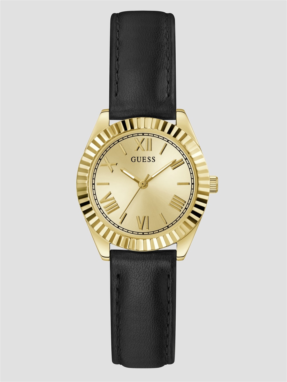 Gold-Tone and Black Analog Leather Watch - Guess