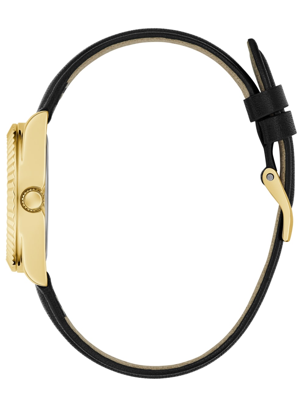 Gold-Tone and Black Analog Leather Watch - Guess