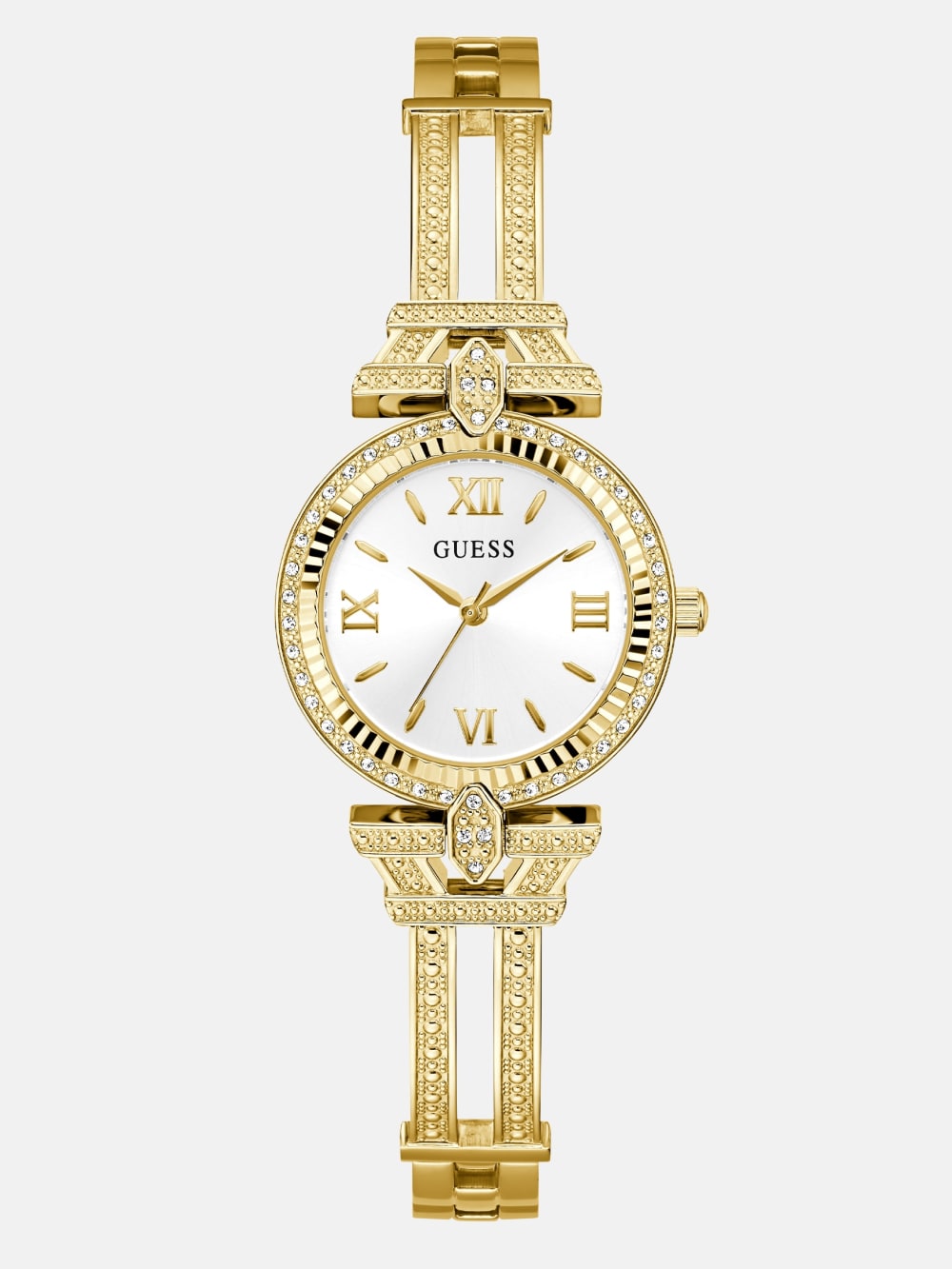 Gold-Tone Rhinestone Analog Watch - Guess