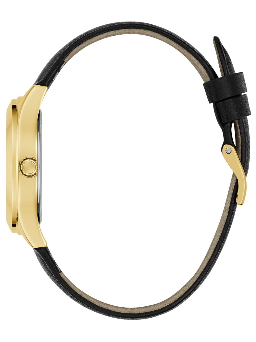 Gold-Tone and Leather Analog Logo Watch - Guess