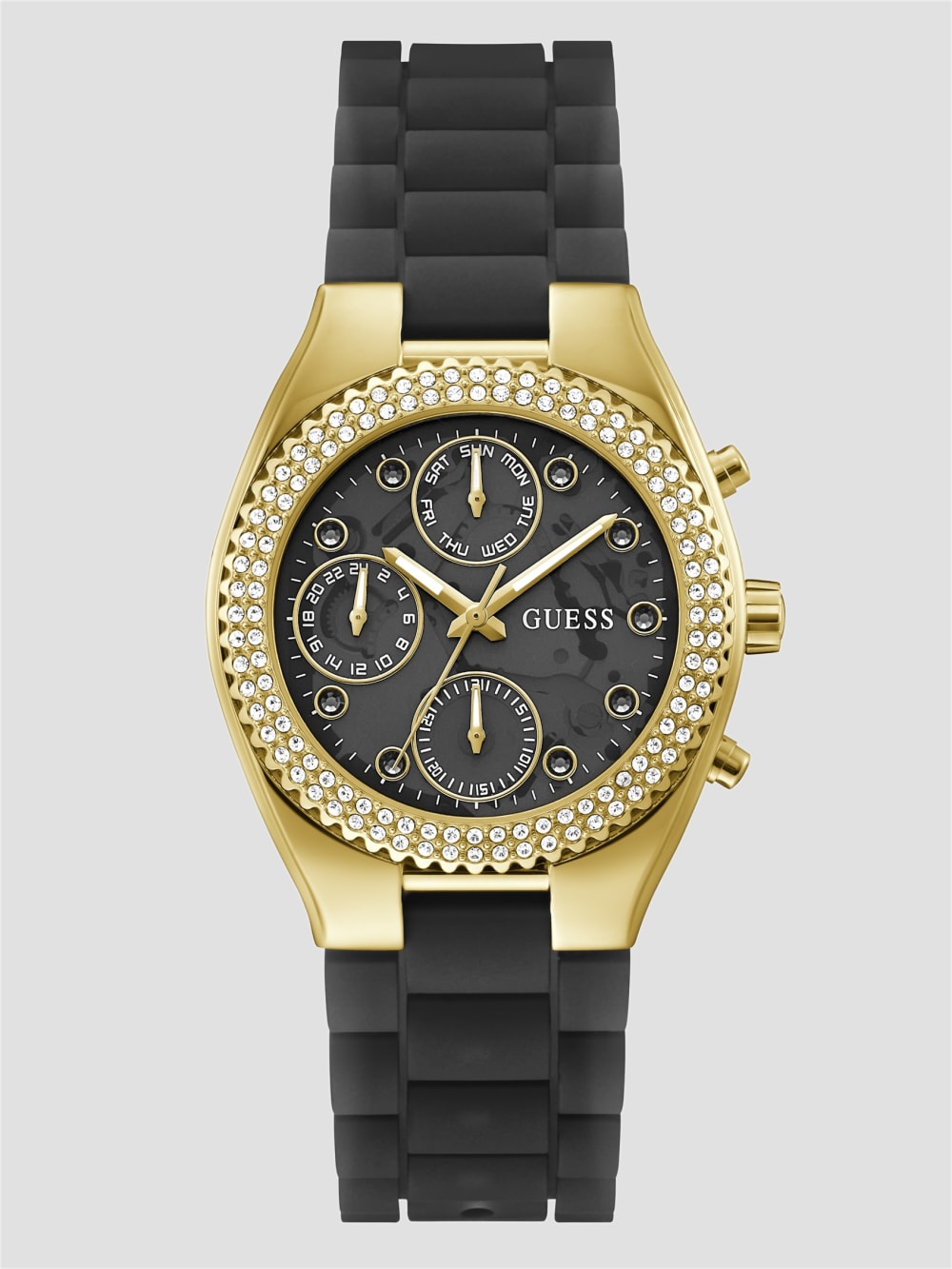 Gold-Tone and Clear Multifunction Watch - Guess