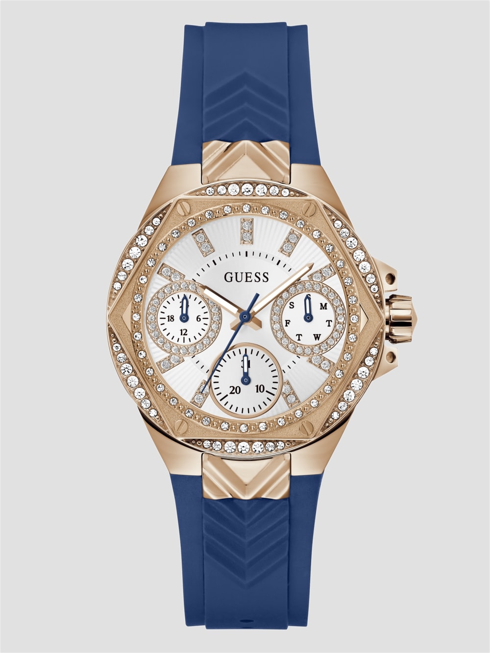 Rose Gold-Tone and Blue Multifunction Watch - Guess