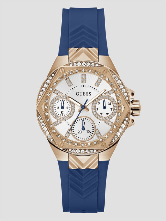 Rose Gold-Tone and Blue Multifunction Watch - Guess
