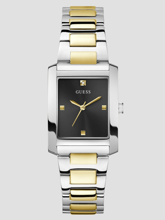 Multi-Tone and Black Square Analog Watch - Guess