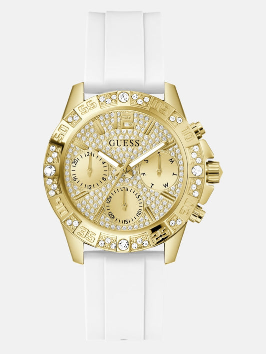 Gold-Tone Silicon Multifunction Watch - Guess