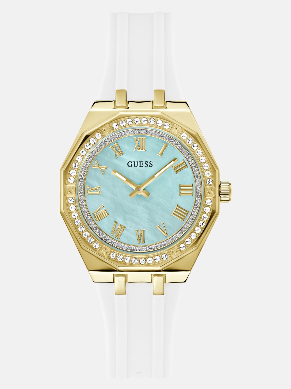 Gold-Tone and White Analog Watch - Guess