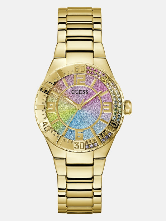 Gold-Tone and Rainbow Analog Watch - Guess