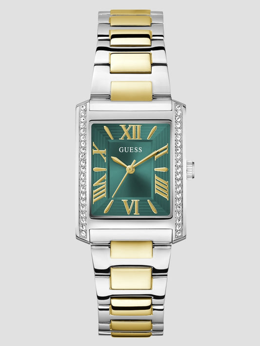 Multi-Tone Crystal Square Analog Watch - Guess
