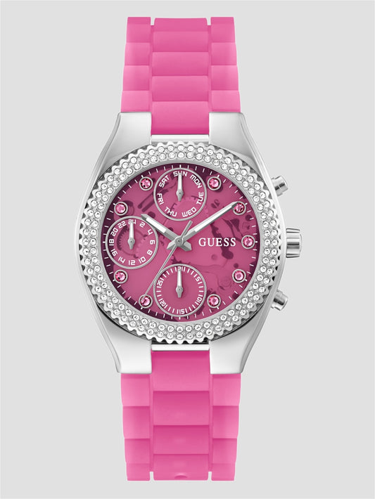 Pink and Silver-Tone Multifunction Watch - Guess