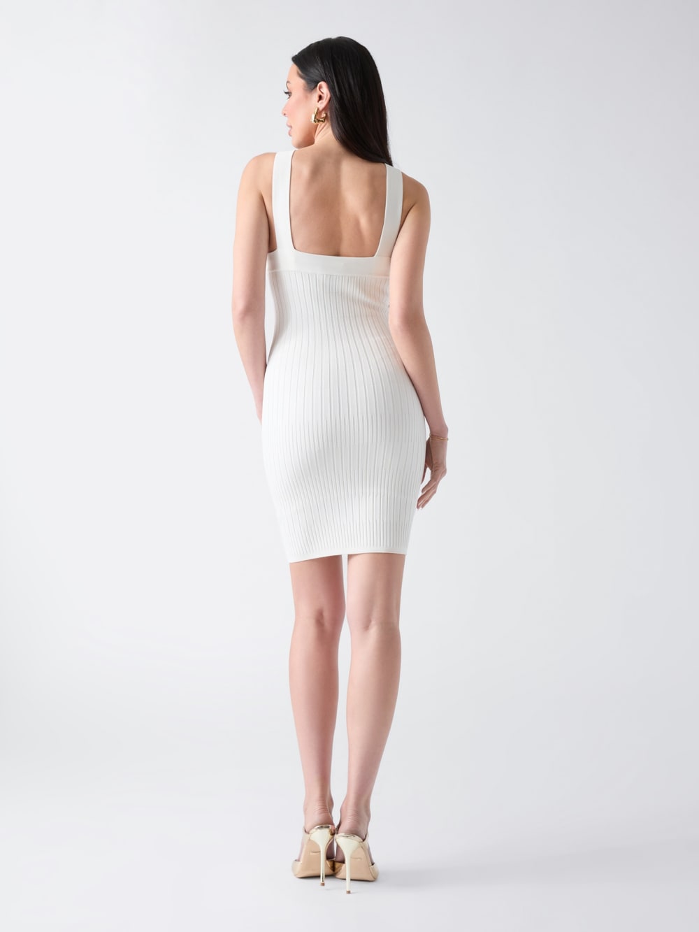 Janet Button Ribbed Sweater Dress - Guess