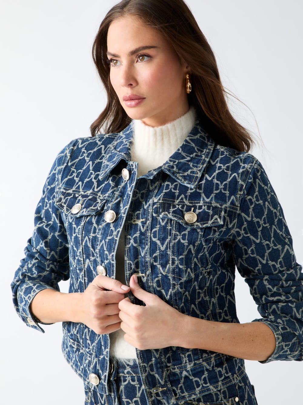 Bea Monogram Denim Trucker Jacket - Guess