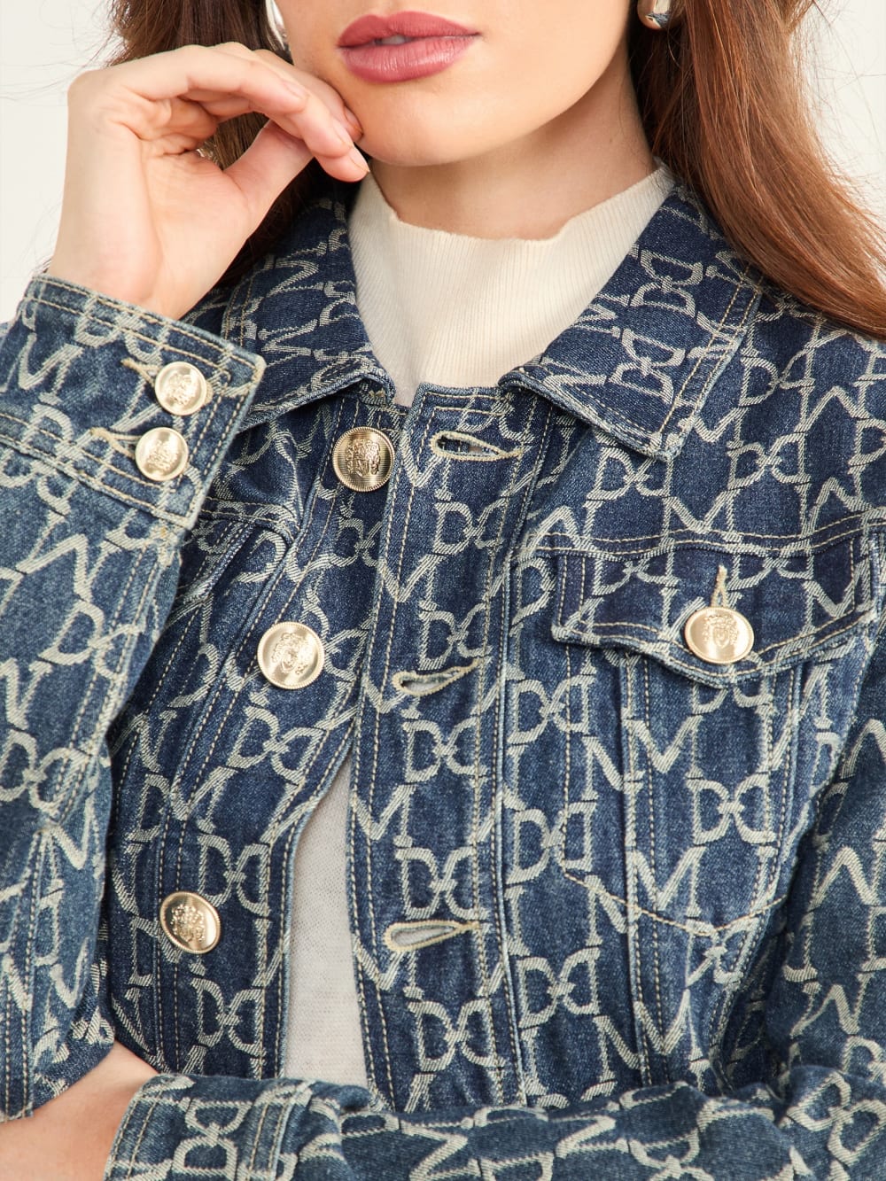 Bea Monogram Denim Trucker Jacket - Guess